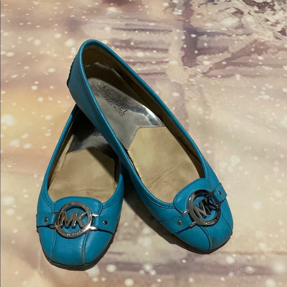 Michael Kors Blue Ballet Flats with Silver Embellishment size 8